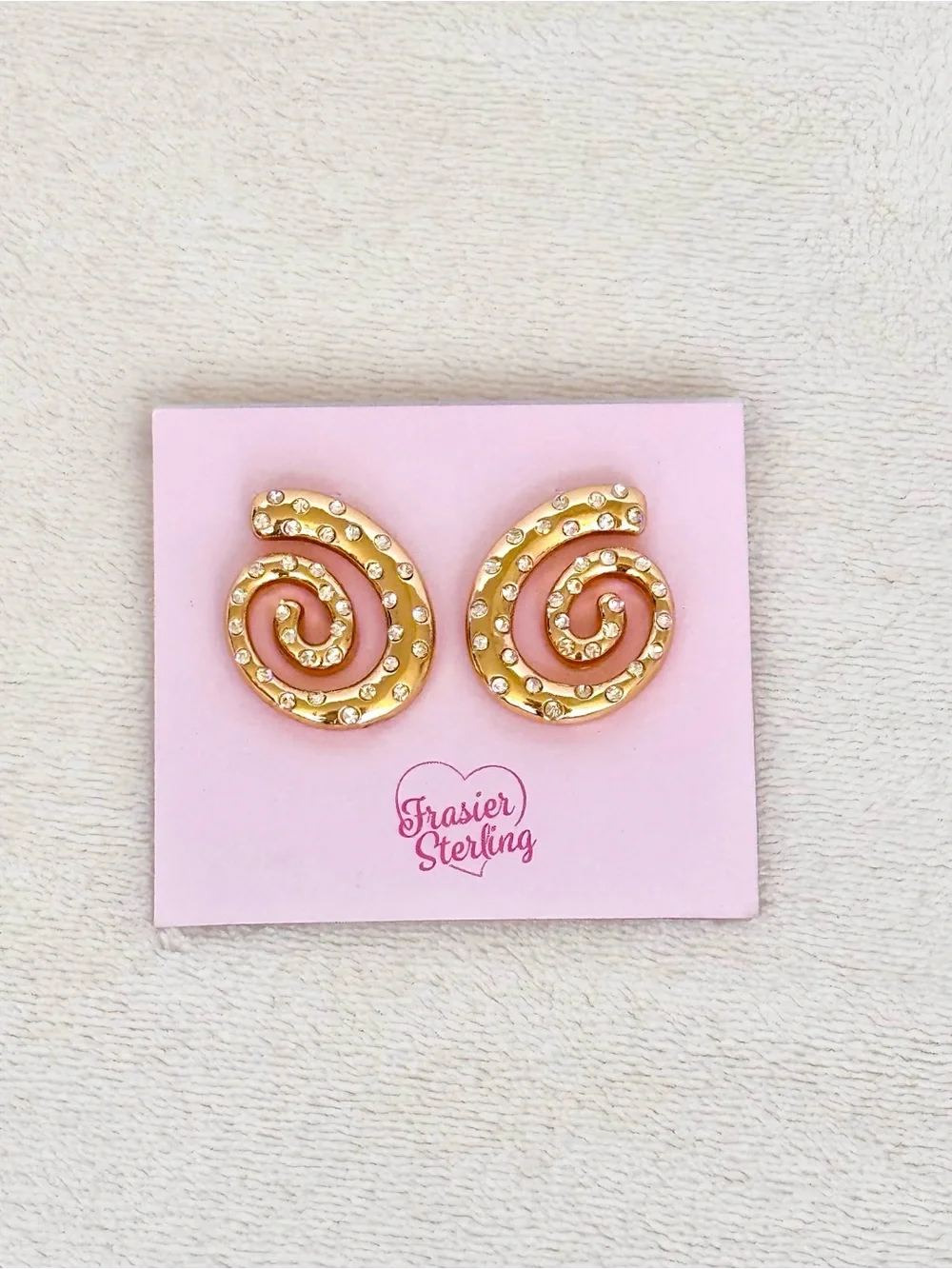 Frasier Sterling 14K Gold Plated Swirl Statement Stud Earrings w/ Cubic Zirconia